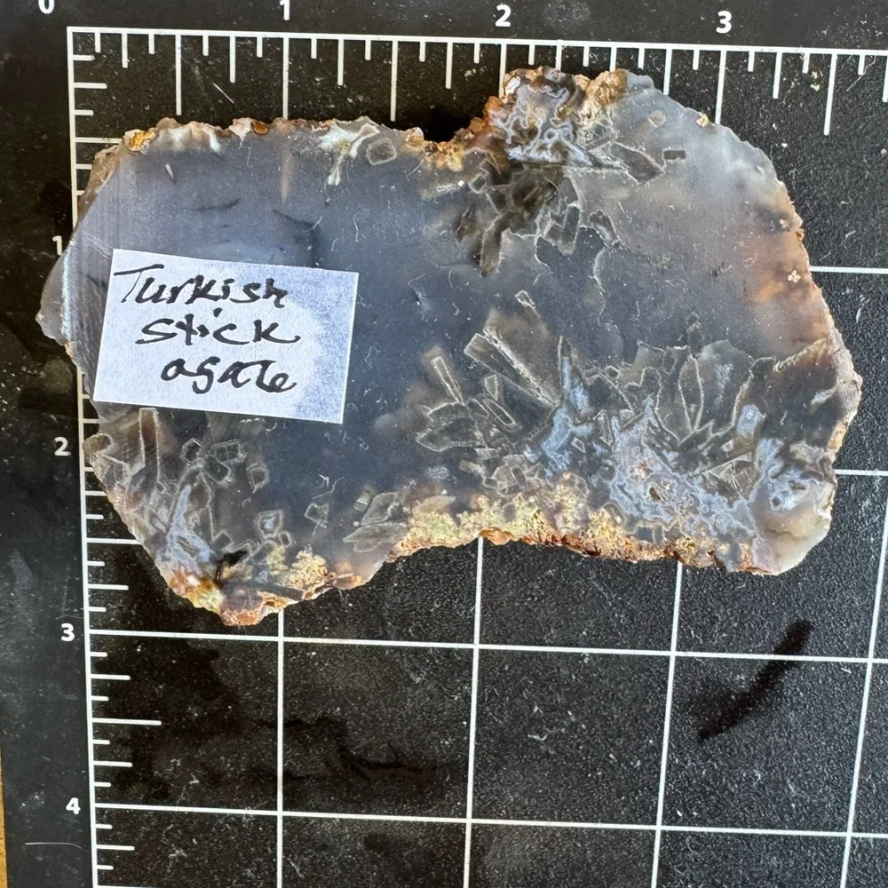 Turkish Stick Agate Slab End Cut Non polished (Turkey) - Brown and Black